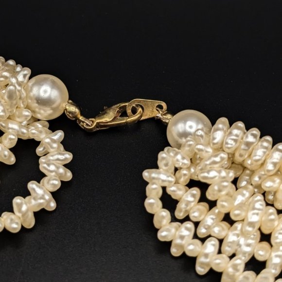 Torsade Necklace with Cream Toned Faux Rice Pearls - Picture 5 of 5